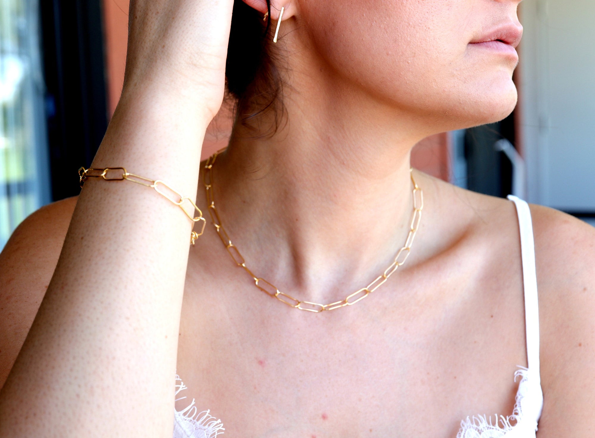 Gold Paper Clip Necklace