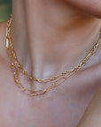 Dainty Long Short Link Gold Chain Necklace- Gold Filled