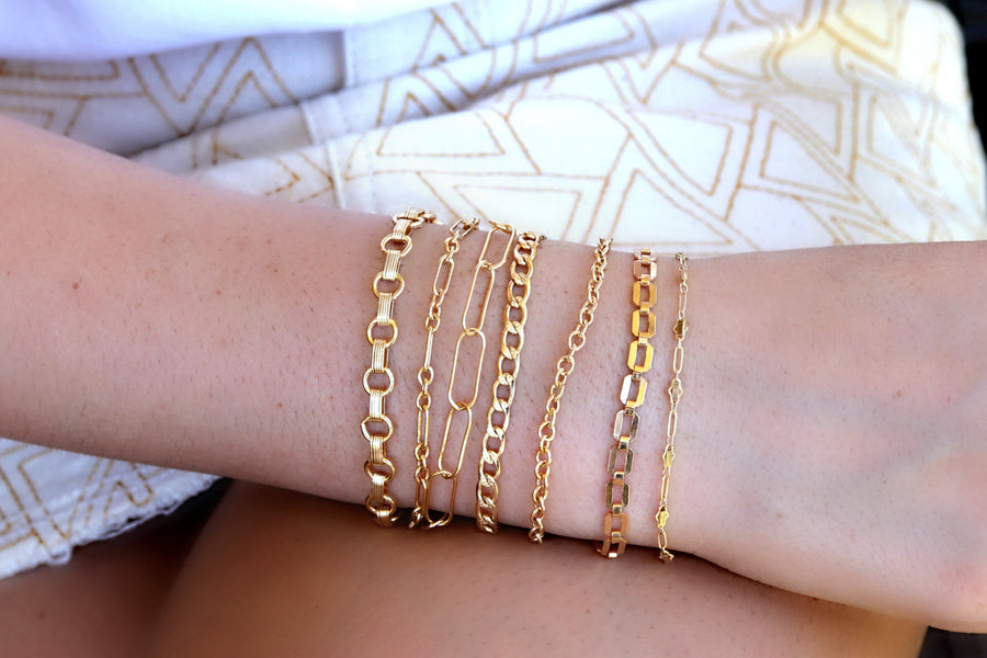 Gold Dainty Rolo Chain Bracelet, Gold Filled Stacking Chain Bracelet
