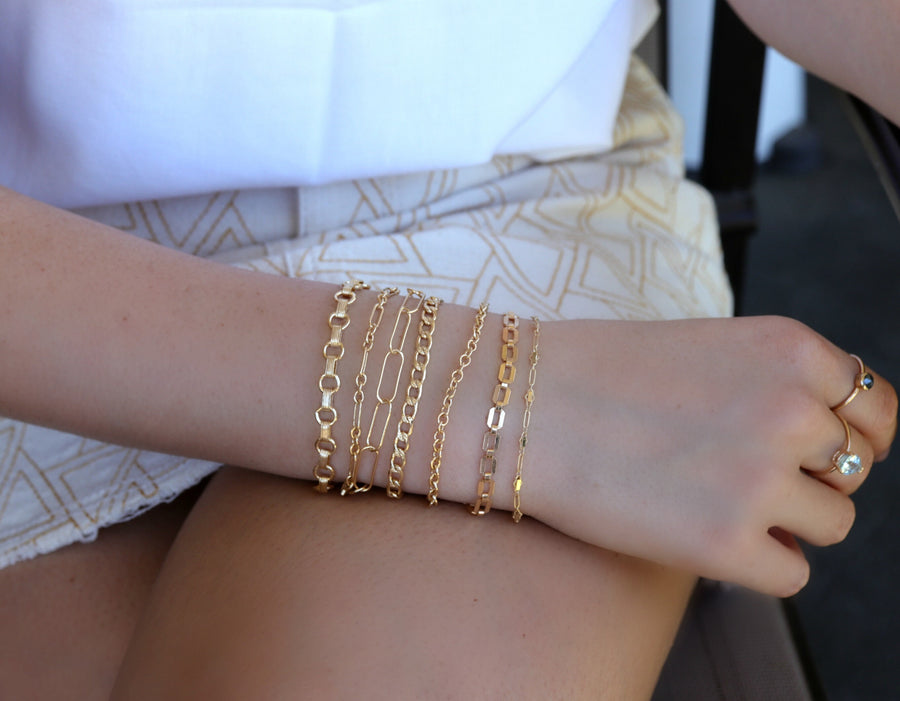 Gold Dainty Rolo Chain Bracelet, Gold Filled Stacking Chain Bracelet