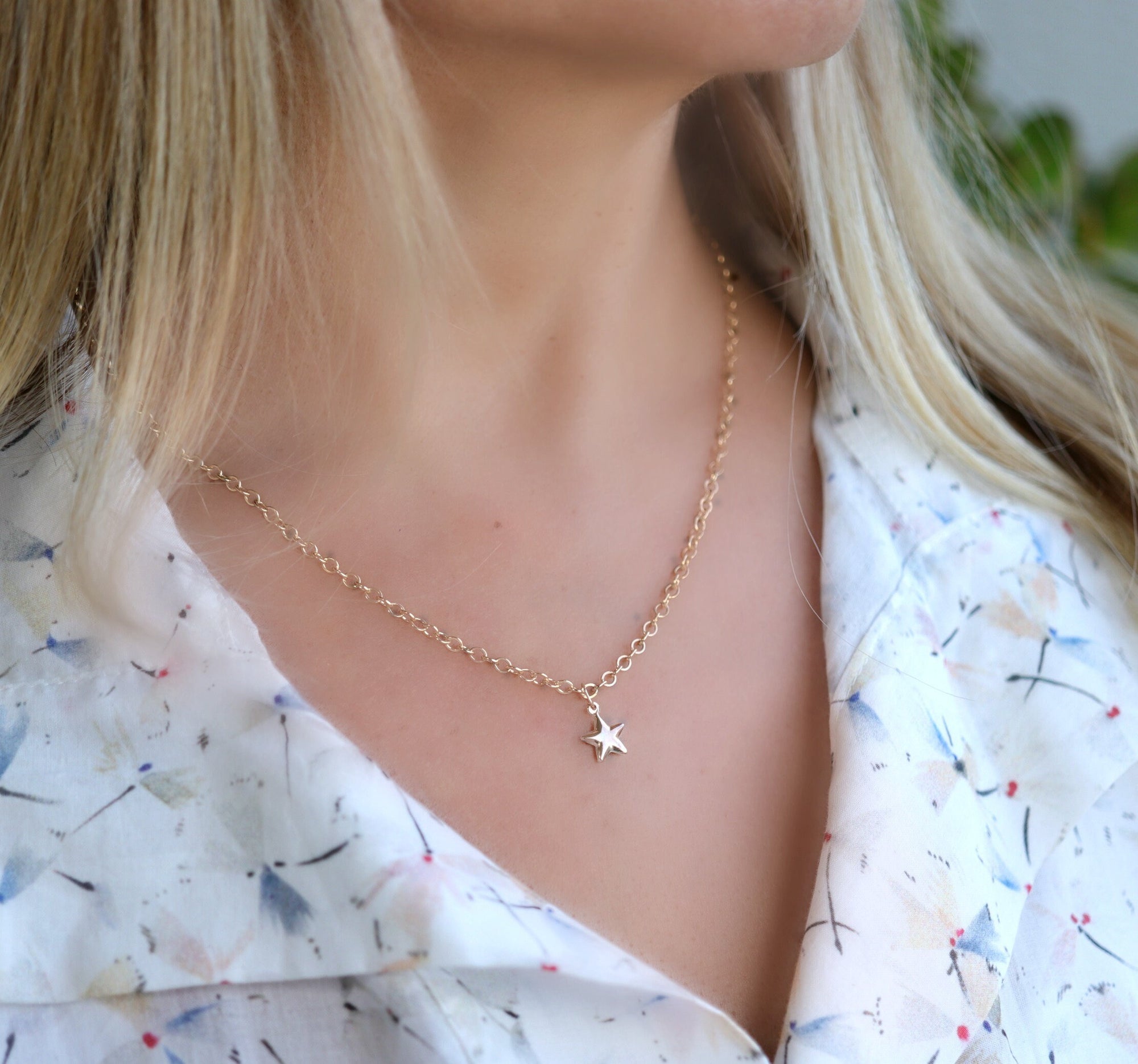 Gold Layering Star Necklace, Gold Filled Star Charm