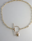 Gold Toggle Chunky Thick Chain Necklace With Puffy Heart