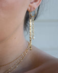Hammered Gold Long Bar Earrings