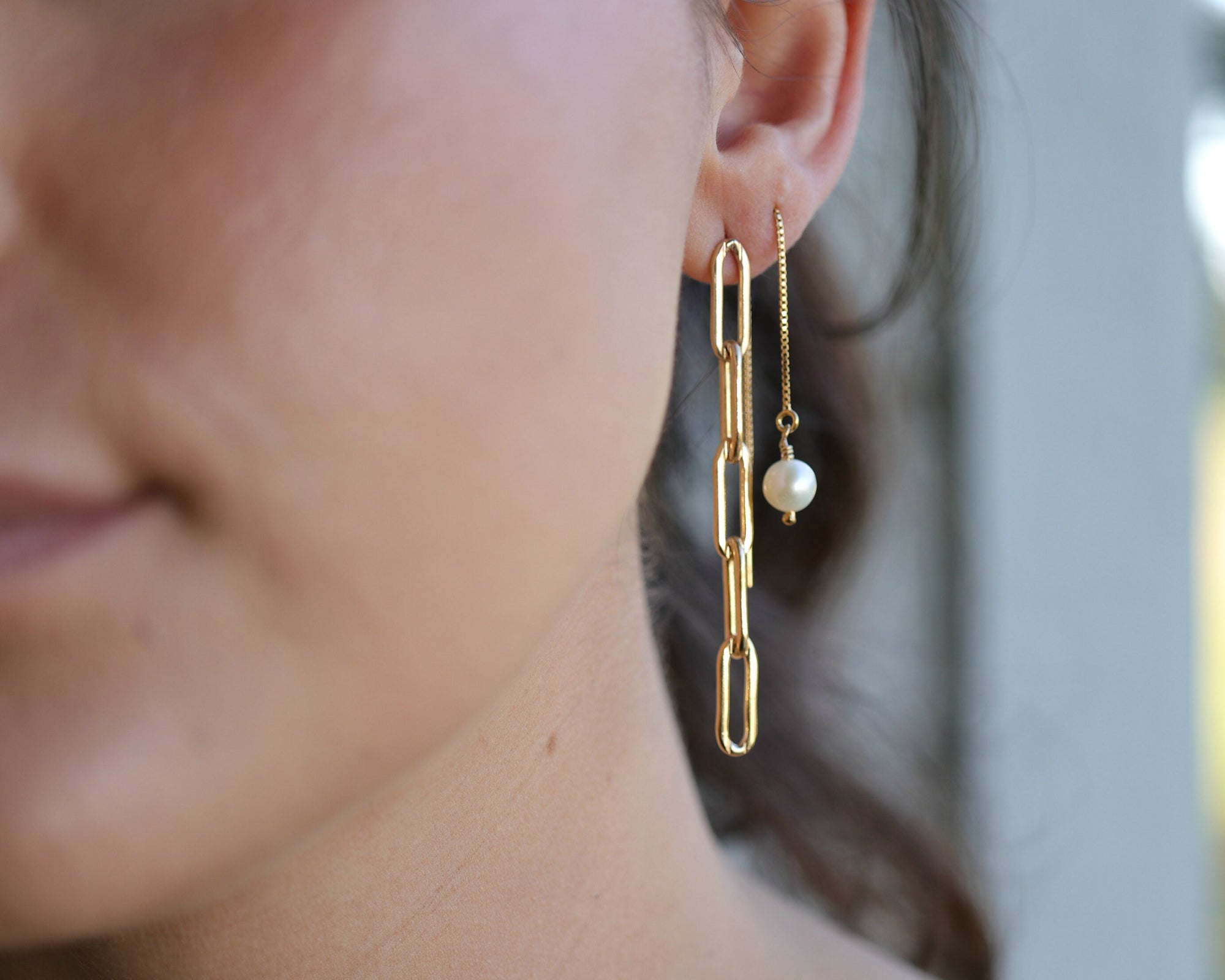 Gold Thick Chain Earrings