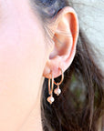 Pearl Hoop Earrings in Rose Gold or Yellow Gold, Bridal Earrings