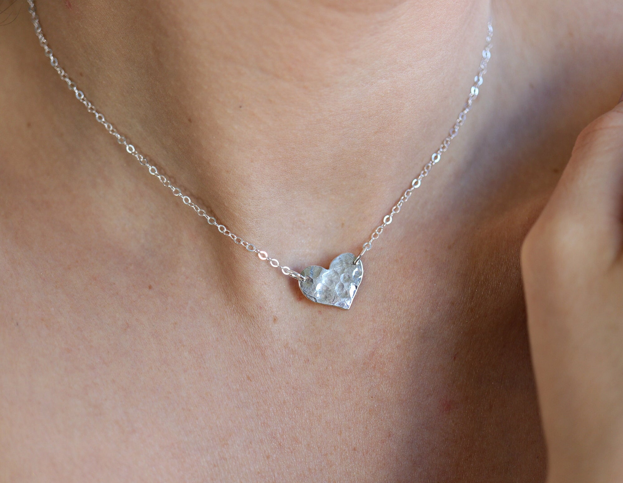 Tiny Silver Heart Personalized Necklace