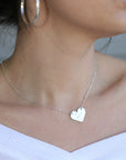 Silver Hammered Heart Personalized Necklace