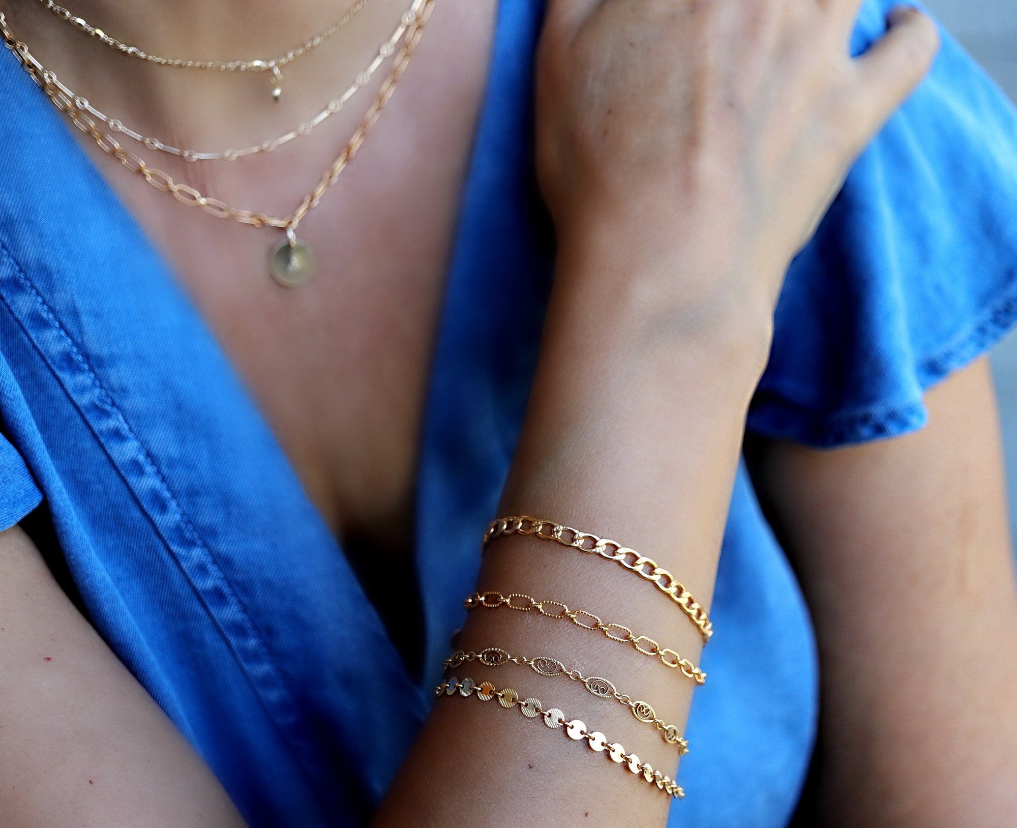 Gold Chunky Chain Stacking Bracelet