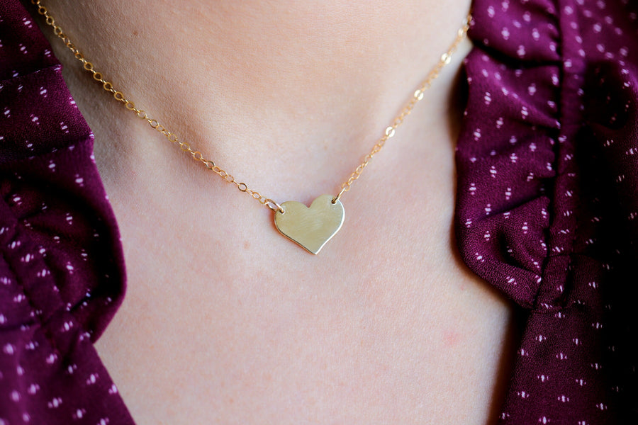 14k Gold Heart Personalized Necklace
