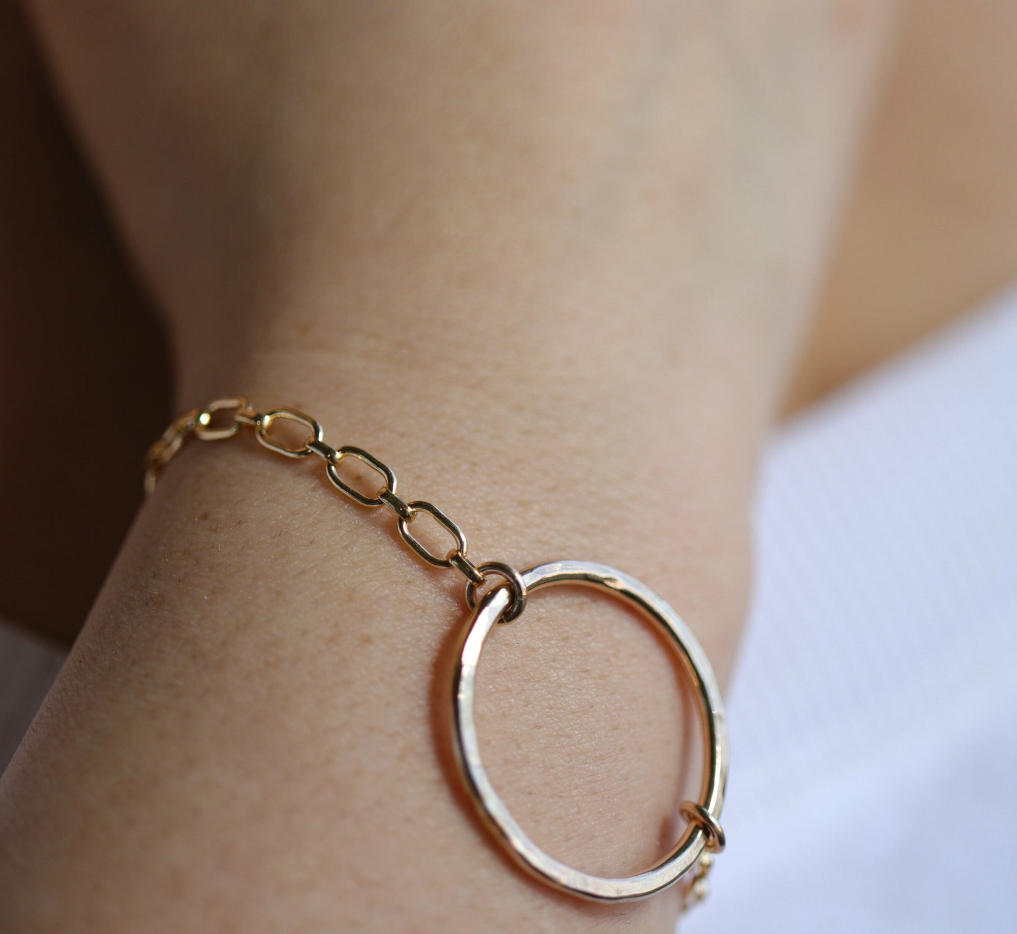 Hammered Big Bold Open Circle Bracelet