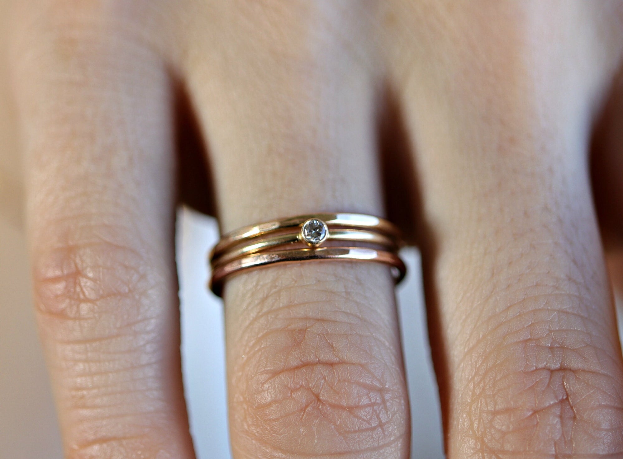 14K Solid Gold Ring Set of 3