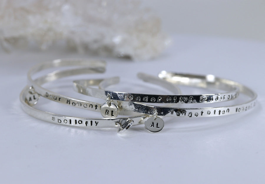 Custom Coordinates Hand Stamped Cuff Bracelet, Quote Jewelry, Personalized Cuff Bracelet, Stacking Bangle, Gift For Her, Best friend Gift