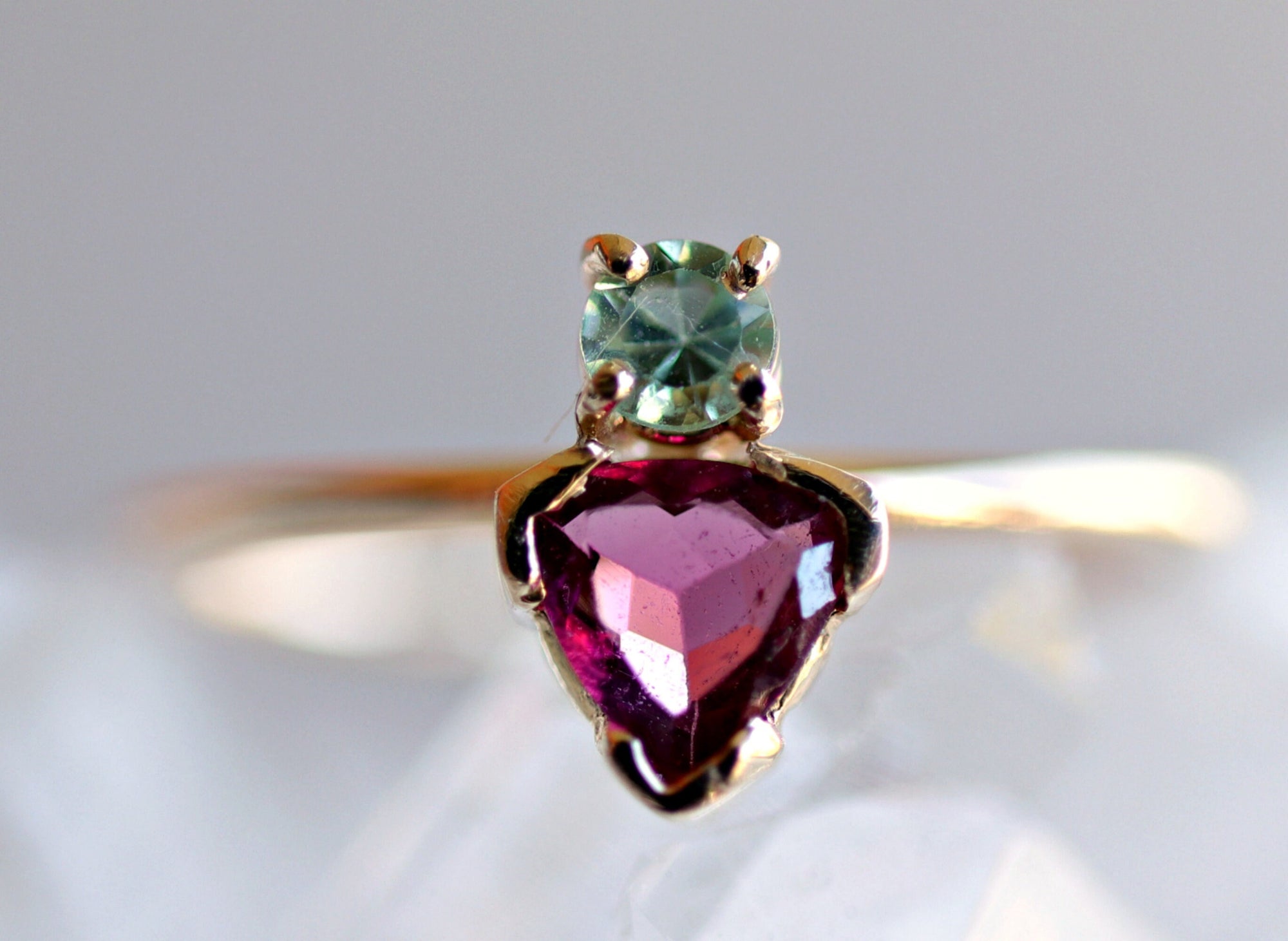 Trillion Cut Tourmaline Ring 14k Gold Birthstone Jewelry