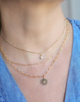 Gold Filled Initial Disc Necklace, Hand Stamped Personalized Coin Necklace with Cable Chain