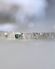 London Blue Topaz or Green Sapphire Hammered Silver Gold Dots Mixed Metal Cuff Bracelet