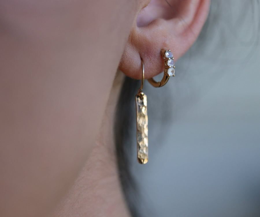 Gold Filled Hammered Bar Earrings