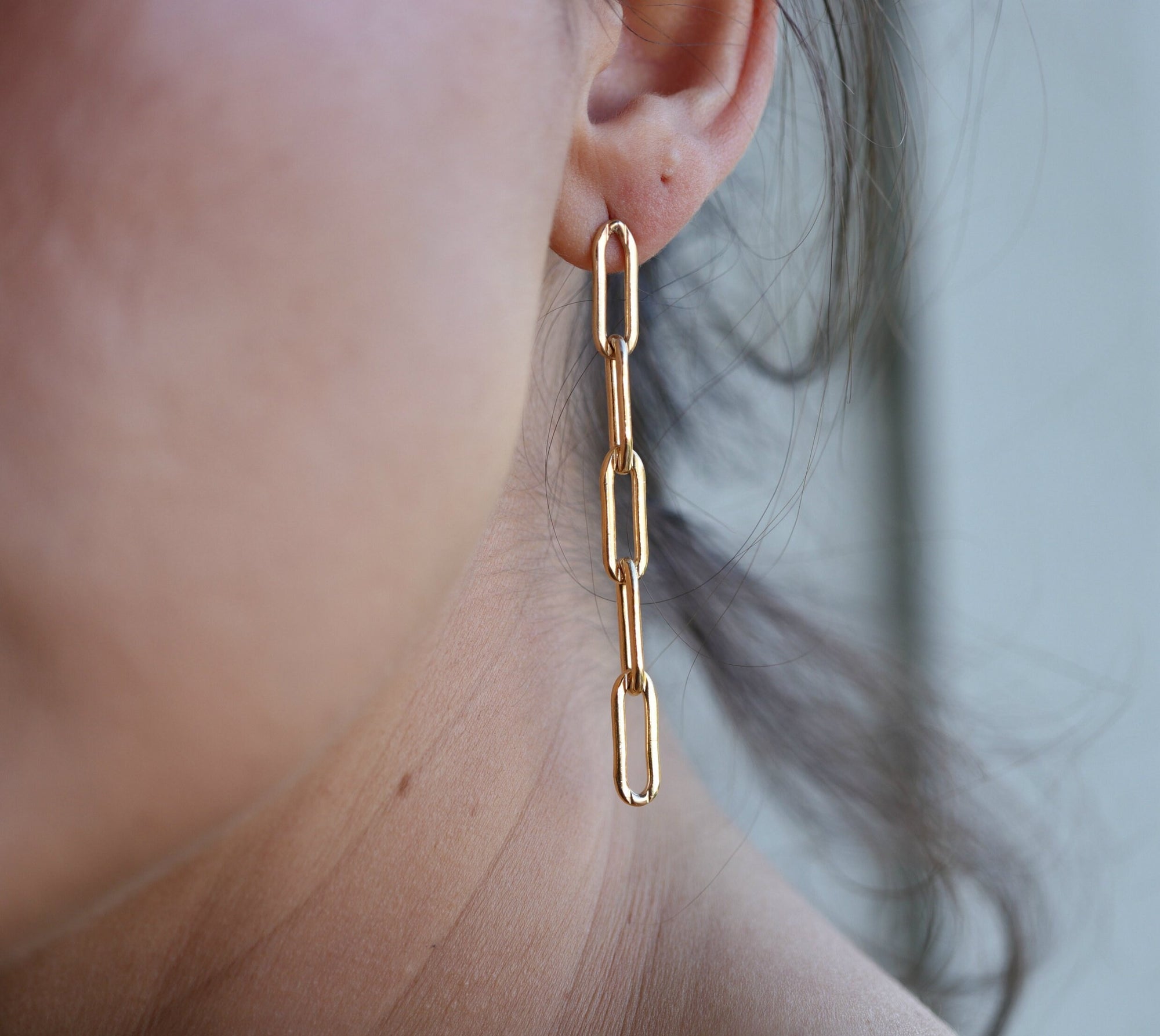 Gold Thick Chain Earrings