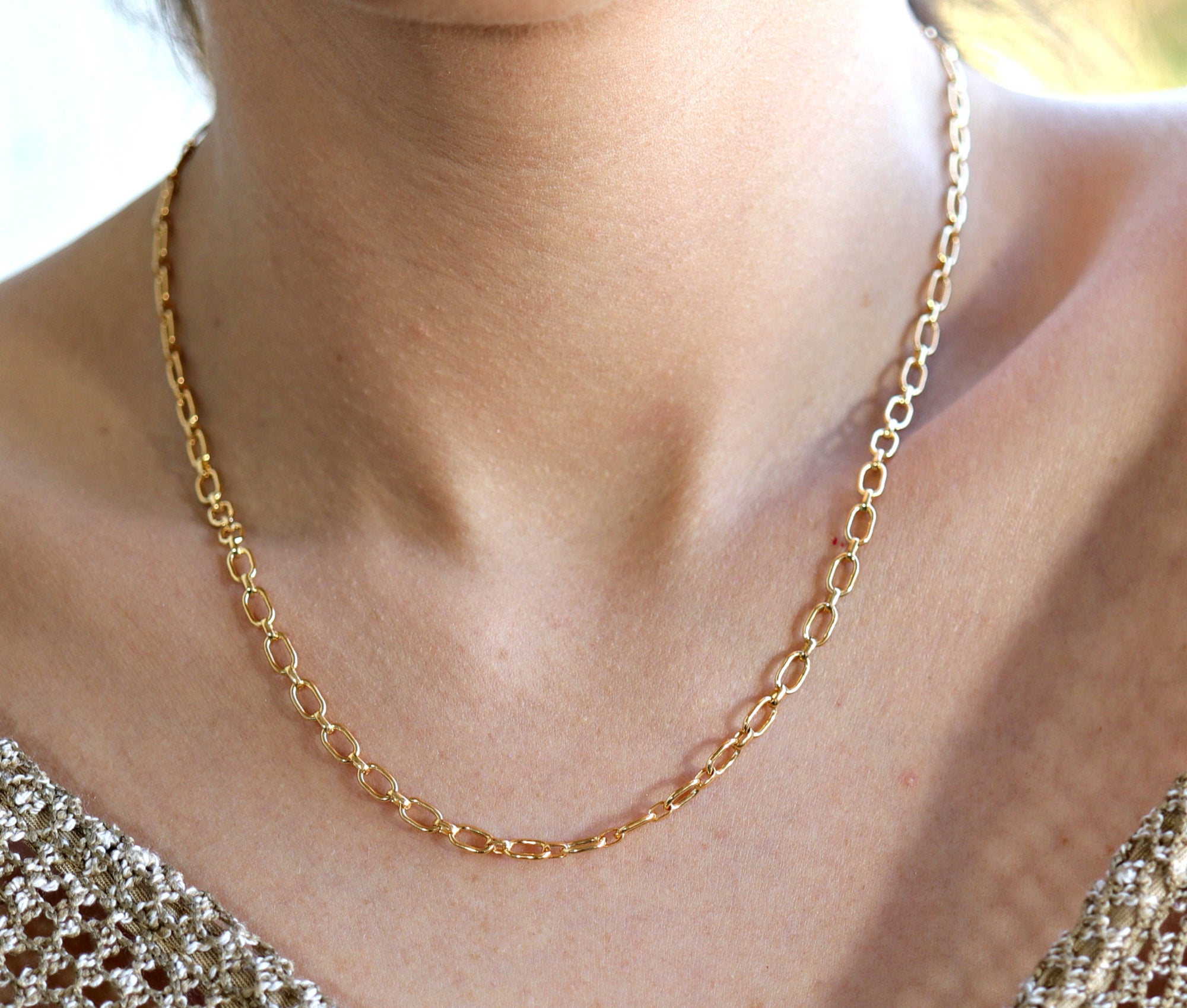 Thick Gold Chain Necklace, Gold Layering Necklace, Bold Chain Necklace