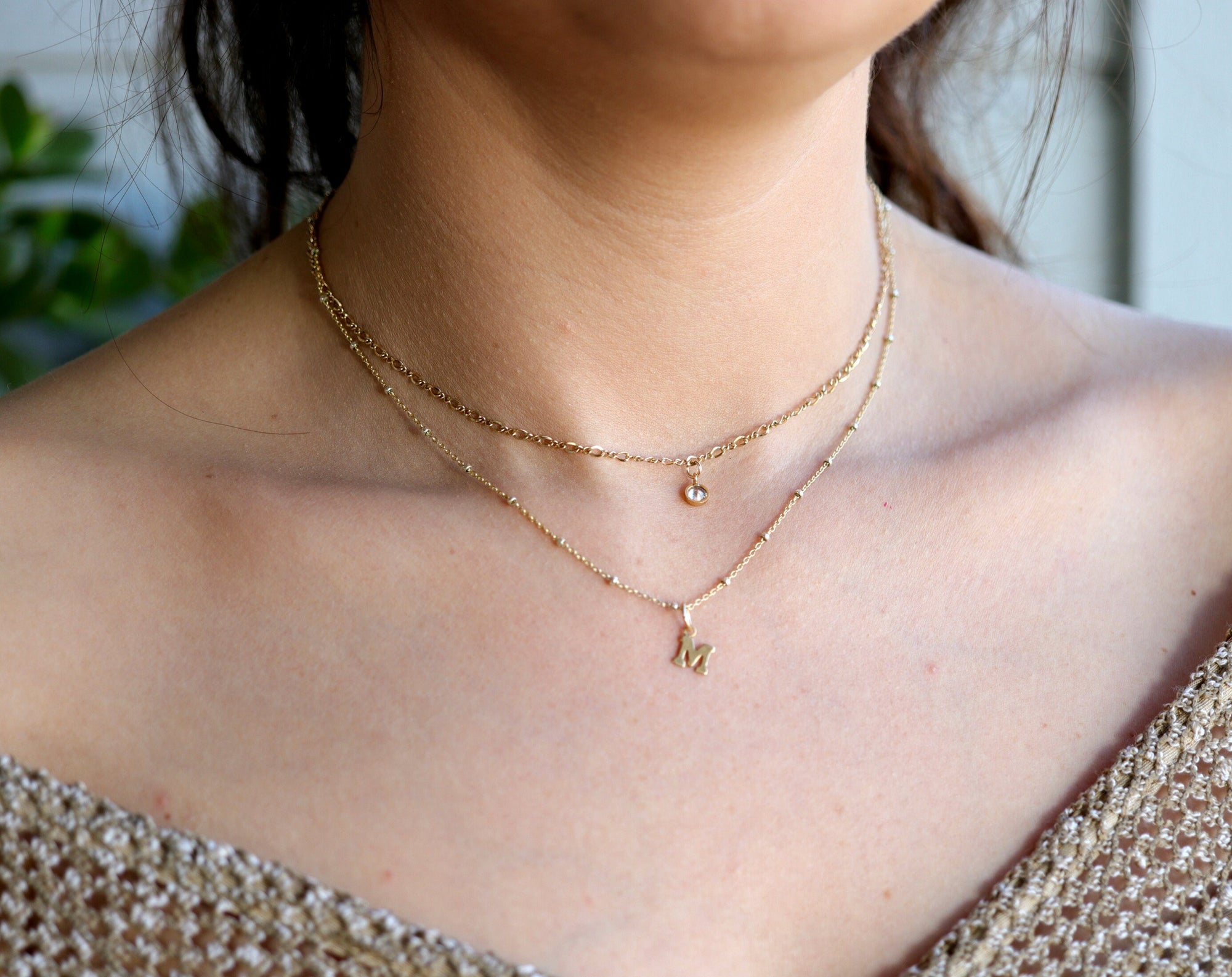 Personalized Initials Gold Necklace, Gold Filled Layering Necklace