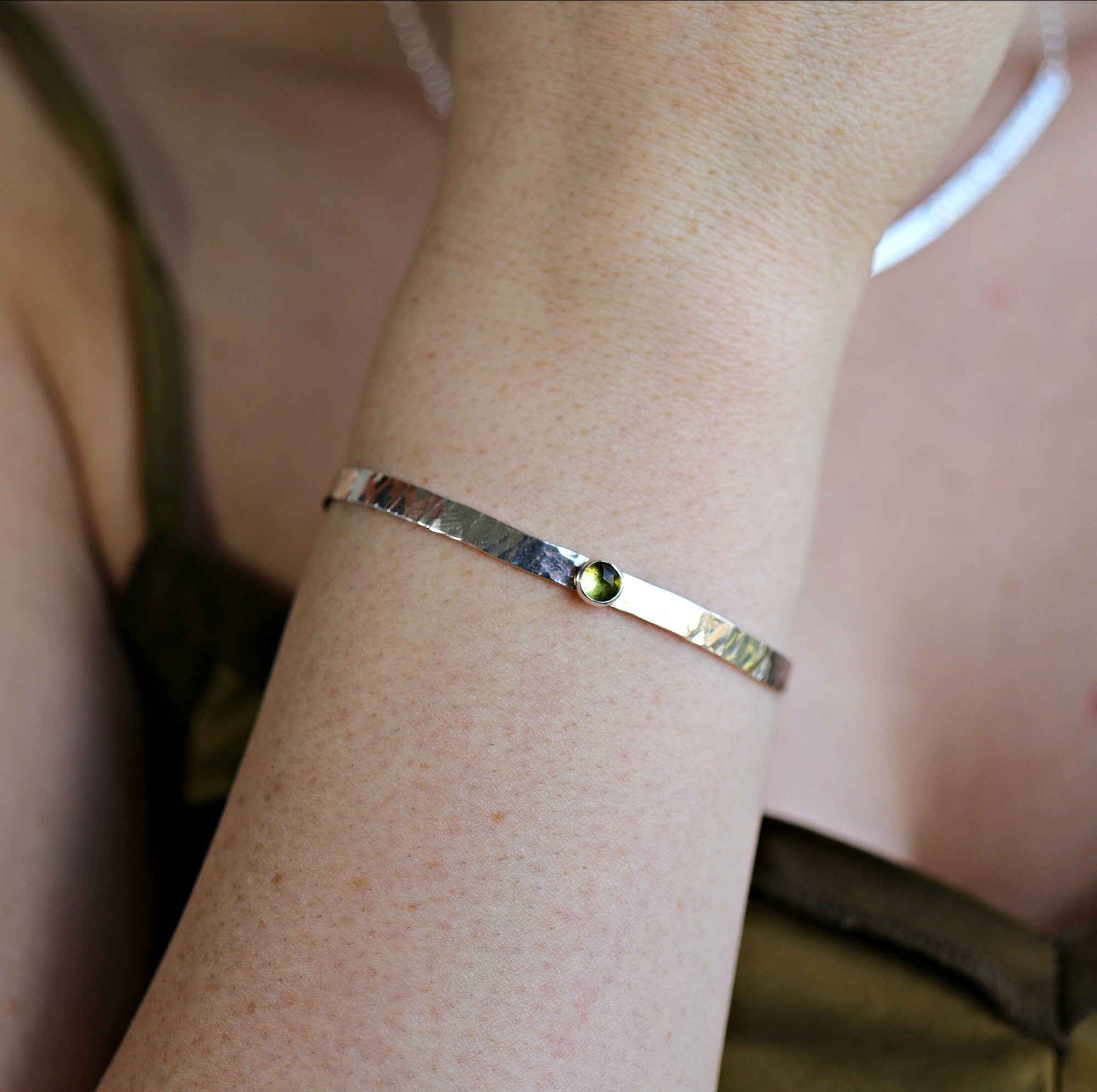 Peridot Sterling Silver Cuff Bracelet, Gold Filled Cuff