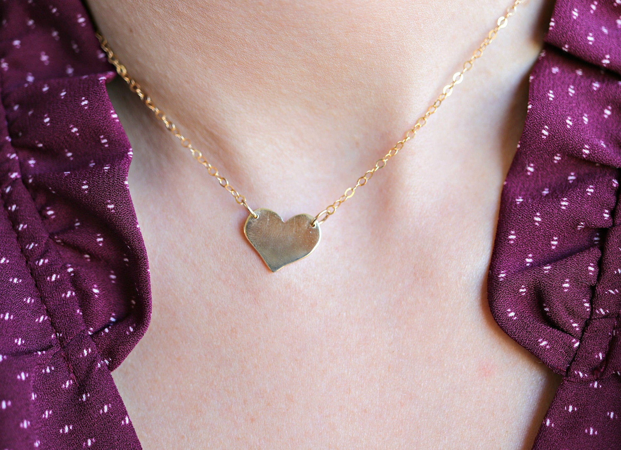 14k Gold Heart Personalized Necklace