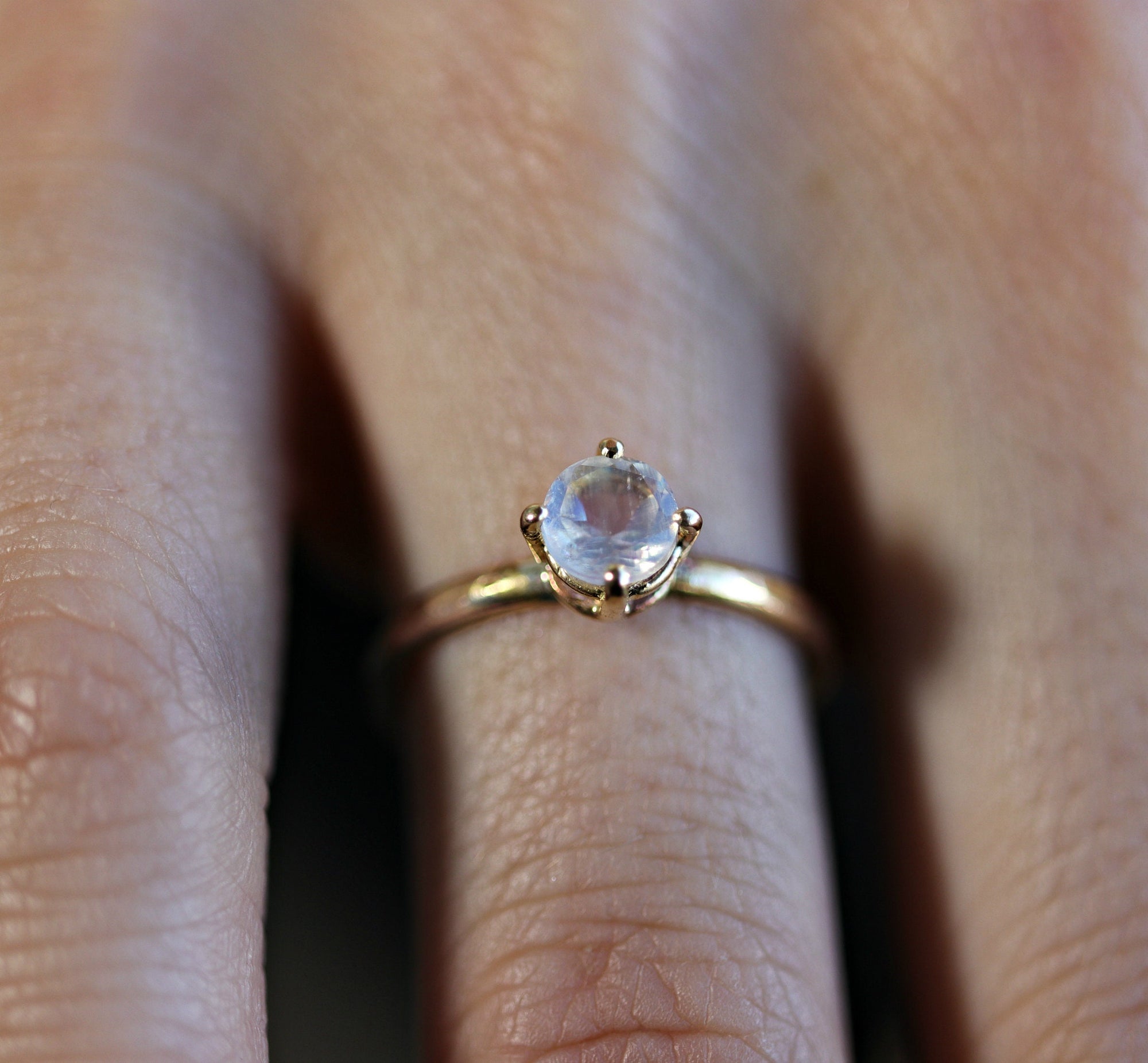 Rainbow Moonstone 14k Gold Ring