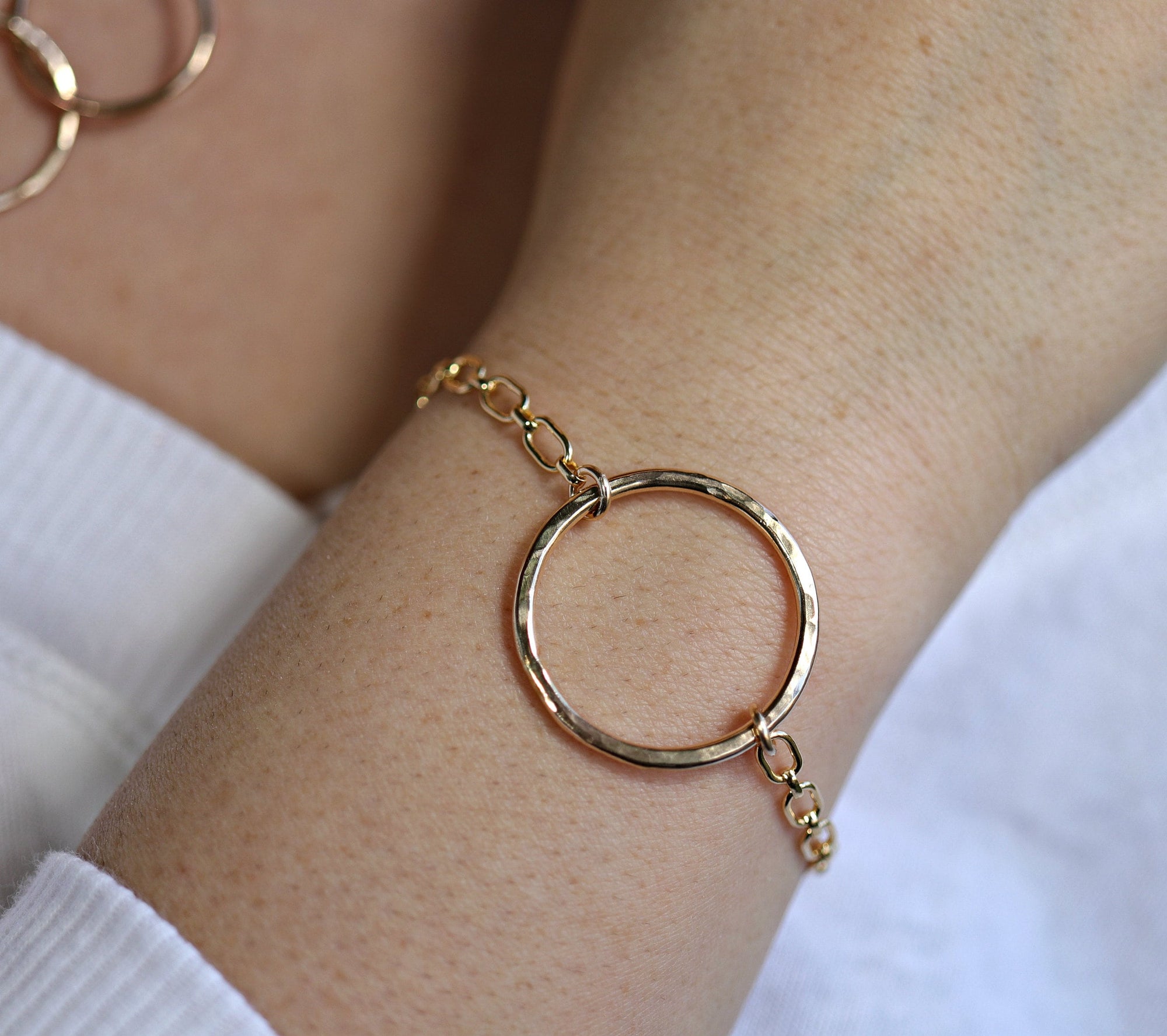 Hammered Big Bold Open Circle Bracelet