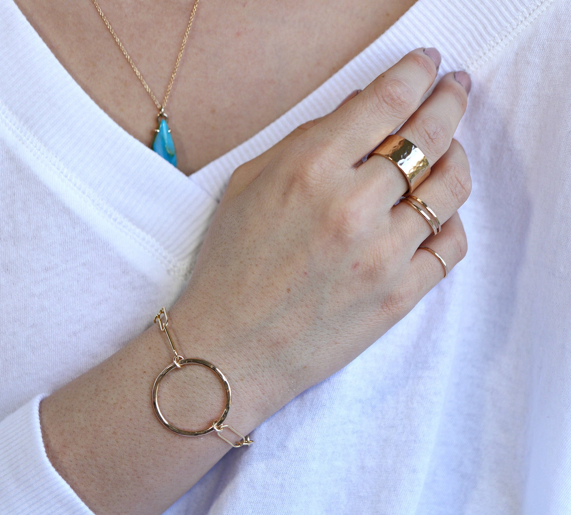 Gold Open Circle Eternity Bracelet,God Filled Chain Bracelet