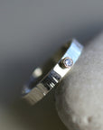 Hammered Silver Band Diamond Ring, Mixed Metal Ring