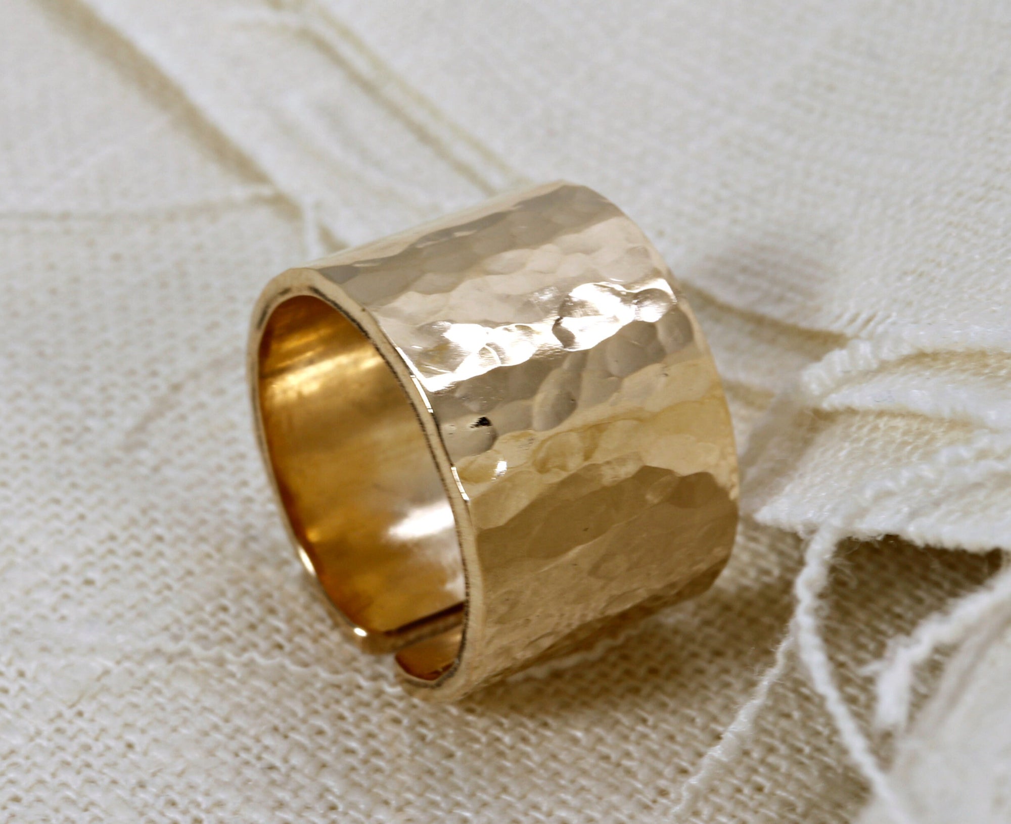 Gold Filled Wide Hammered Ring