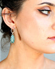 Emerald Earrings Sterling Silver, Emerald Bridal Earrings