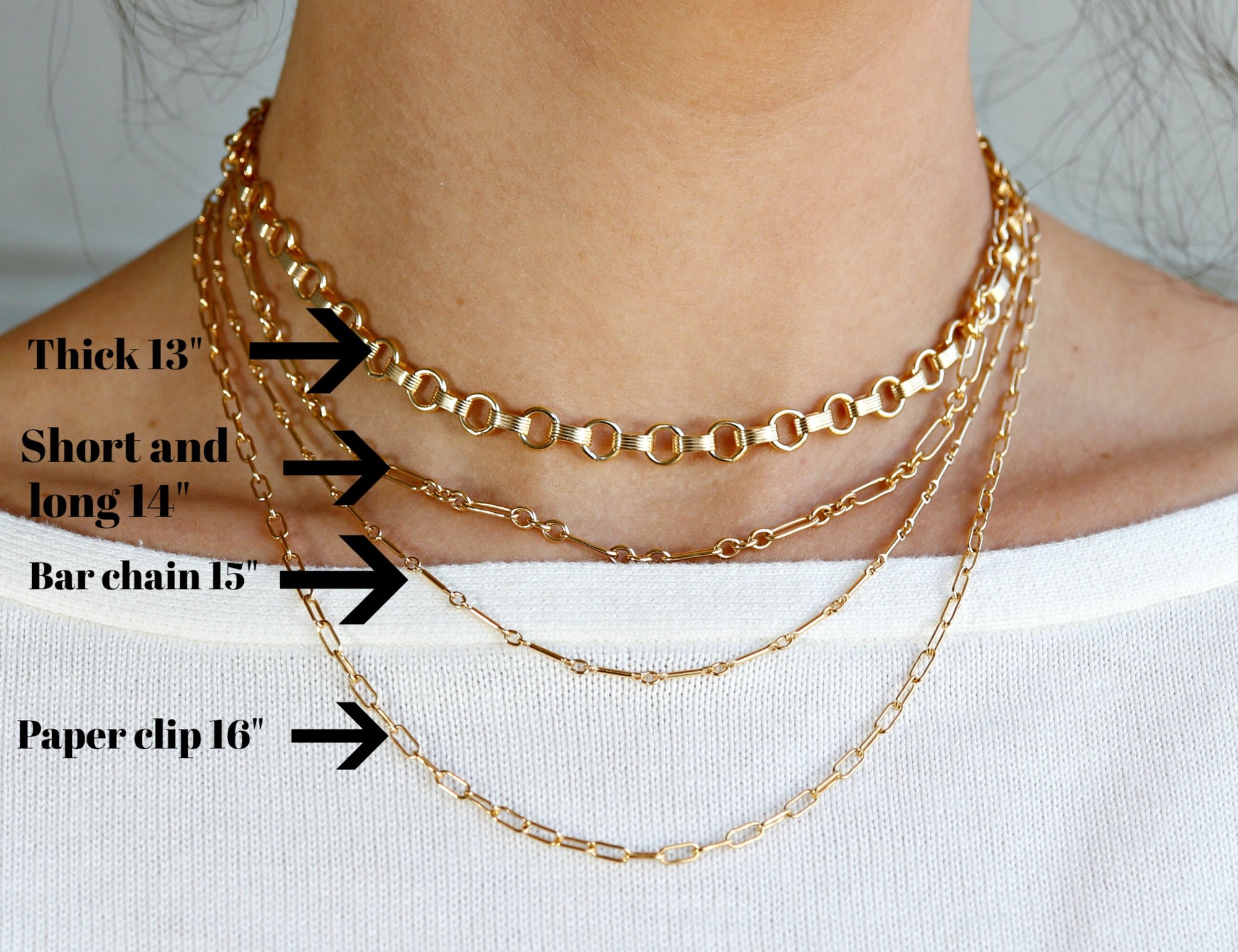 Dainty Long Short Link Gold Chain Necklace- Gold Filled