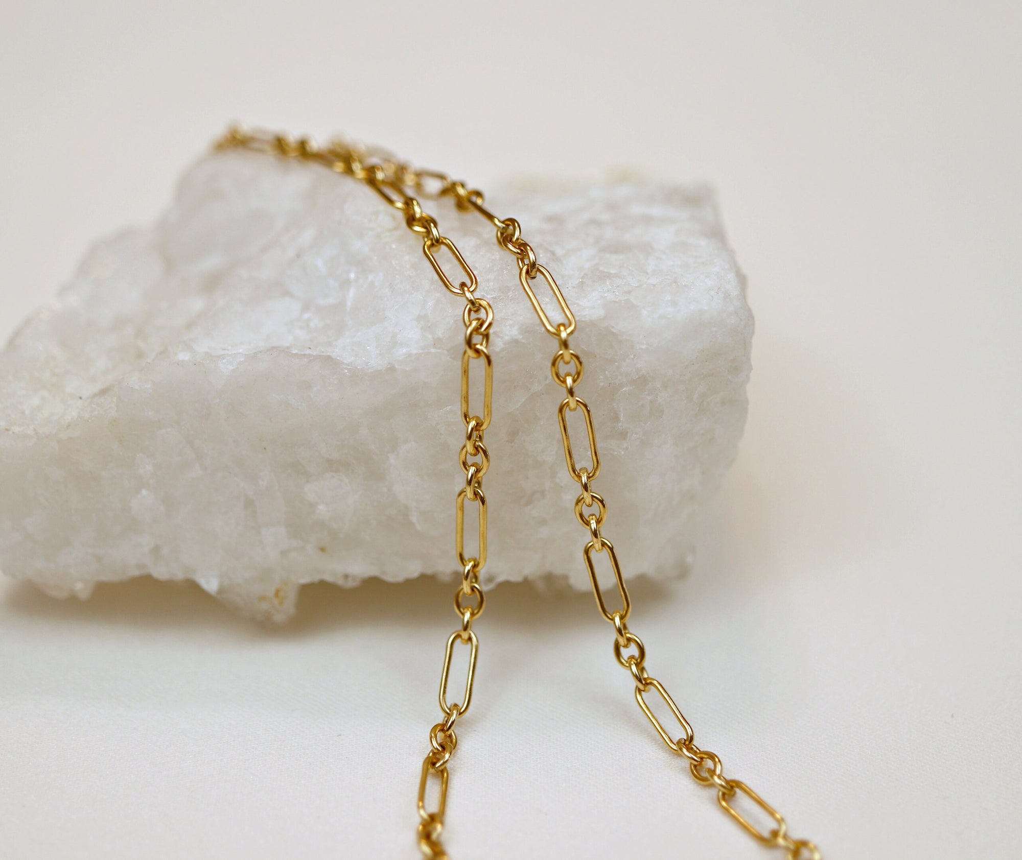 Dainty Long Short Link Gold Chain Necklace- Gold Filled