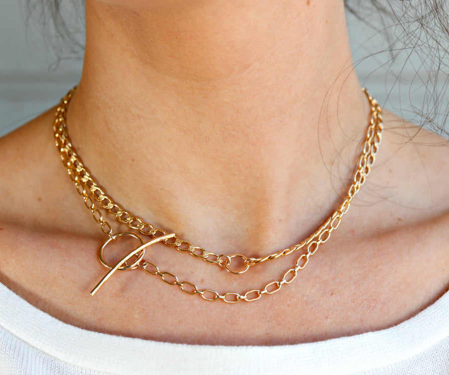 Thick Gold Filled Curb Chain Karma Open Circle Necklace