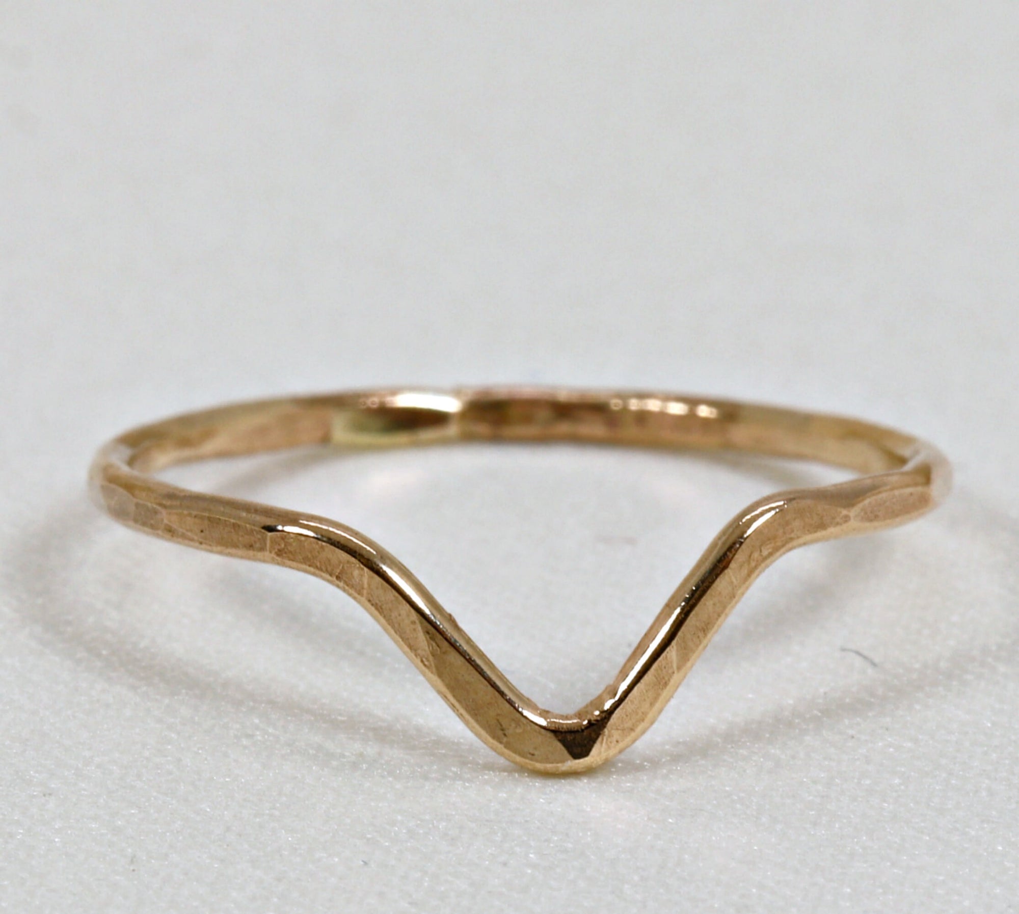 Gold Filled Chevron Ring, Curved Band Ring