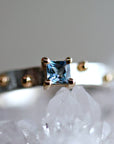 Silver and Gold Mixed Metal Princess Cut Aquamarine Ring