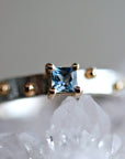 Princess Cut Aquamarine Ring Mixed Metal Gold and Silver