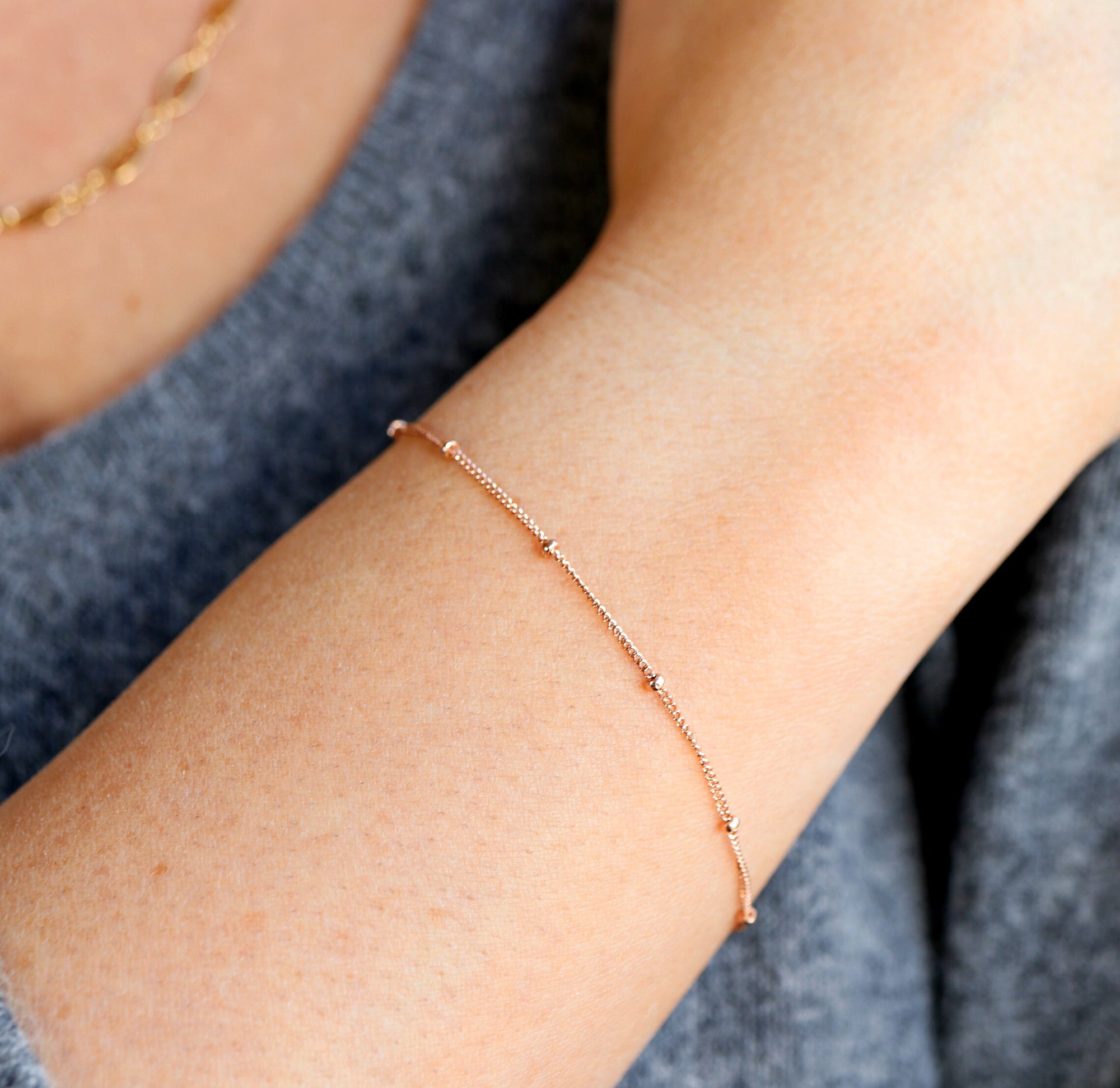 Dainty Rose Gold Satellite Chain Bracelet