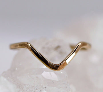 Gold Filled Chevron Ring, Curved Band Ring
