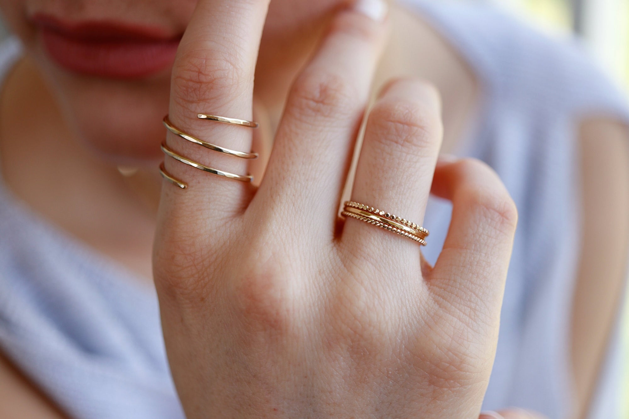 Gold Spiral Ring, in Yellow Gold, Rose Gold or Sterling silver