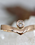 Rose Gold Diamond Engagement Ring, Chevron Wedding Band