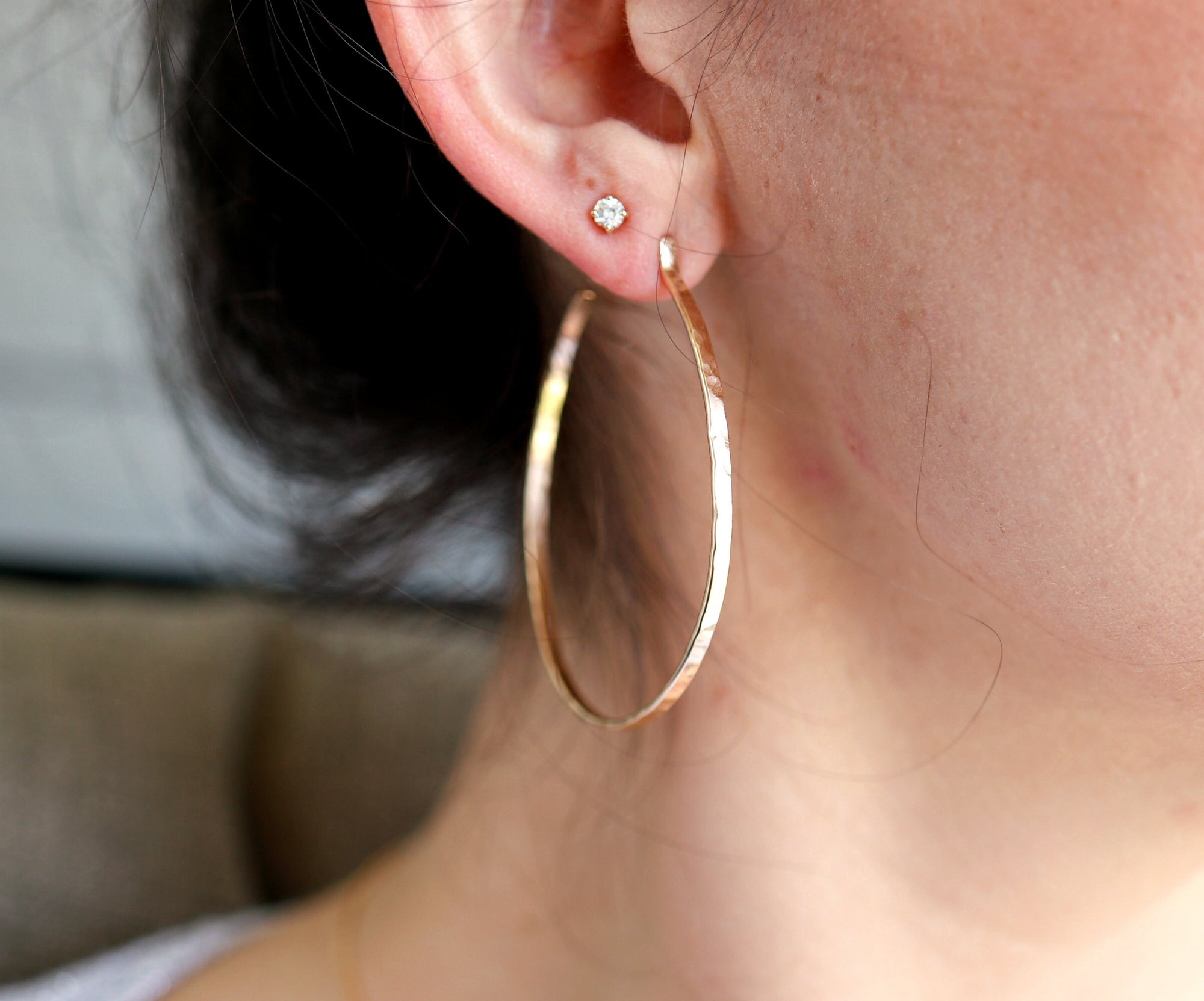 2 Inch Gold Hoop Earrings, Lightweight Gold Hoops