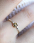 Solid 14k Gold Rustic Pebble Ring, Silver Band Gold Initial Ring