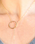 Gold Sun and Moon Lariat Necklace