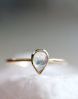 14k Gold Pear Cut Moonstone Ring, Dainty Moonstone Engagement Ring