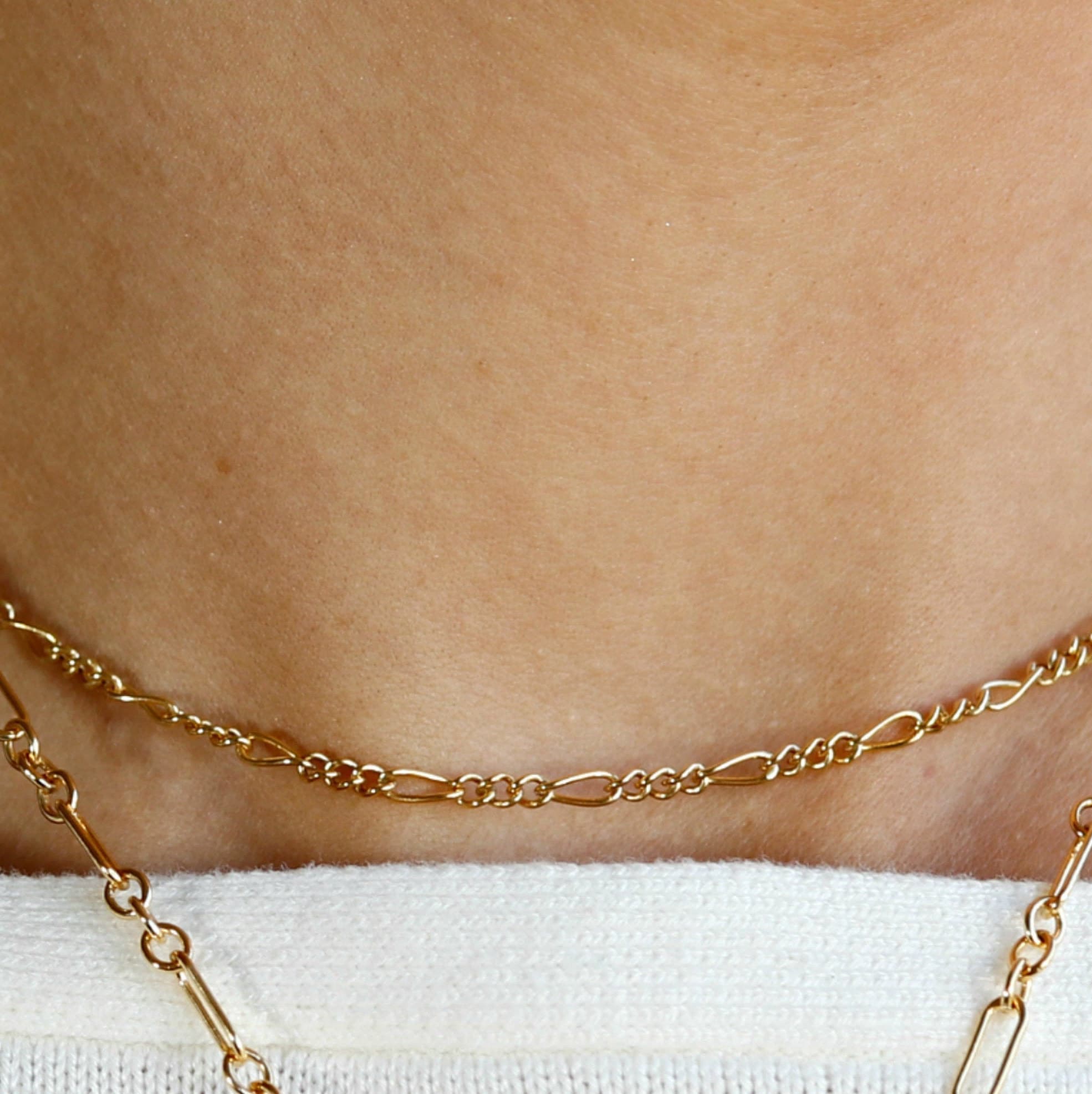 Gold Dainty Figaro Chain Choker Necklace