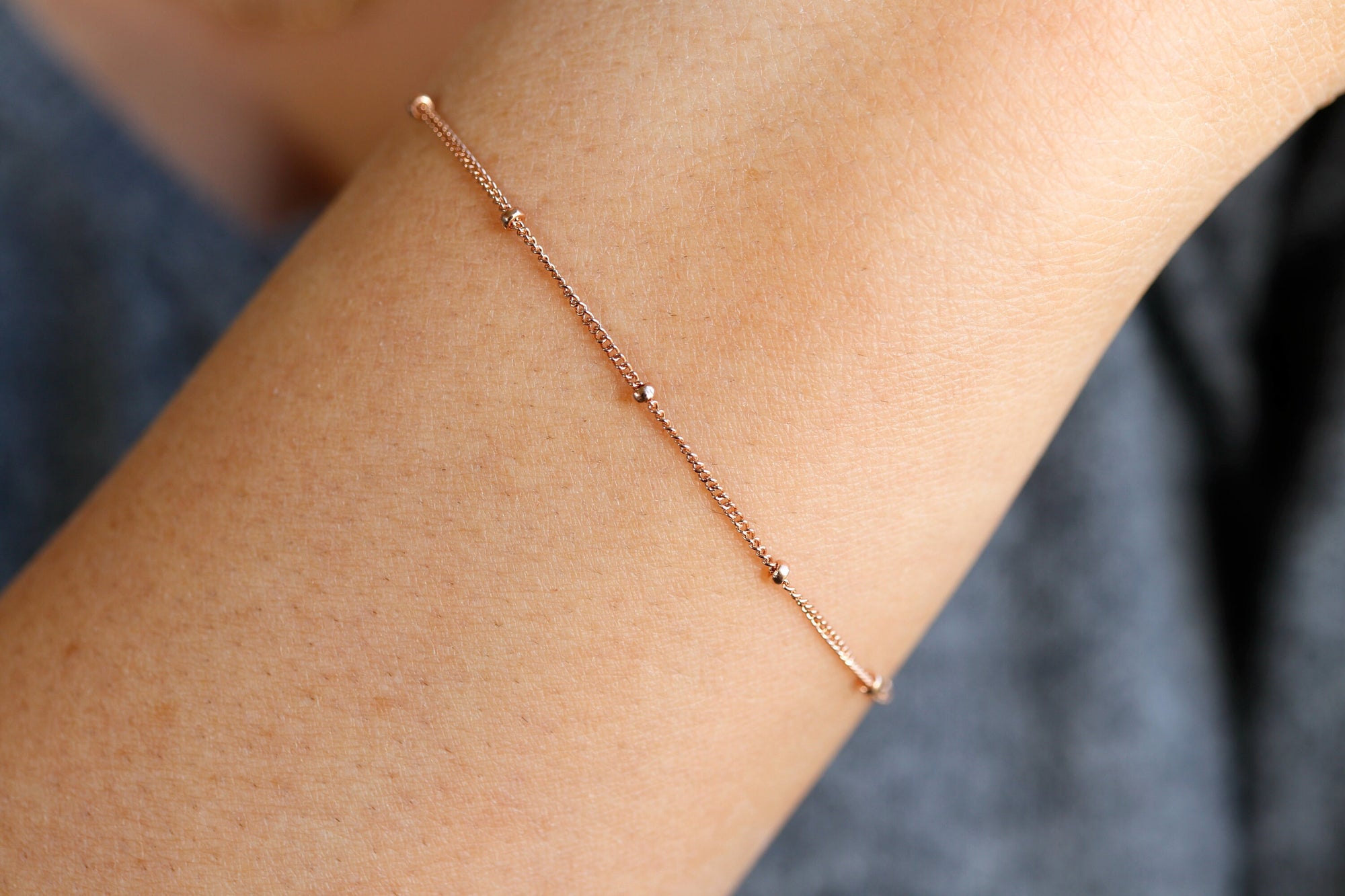 Dainty Rose Gold Satellite Chain Bracelet