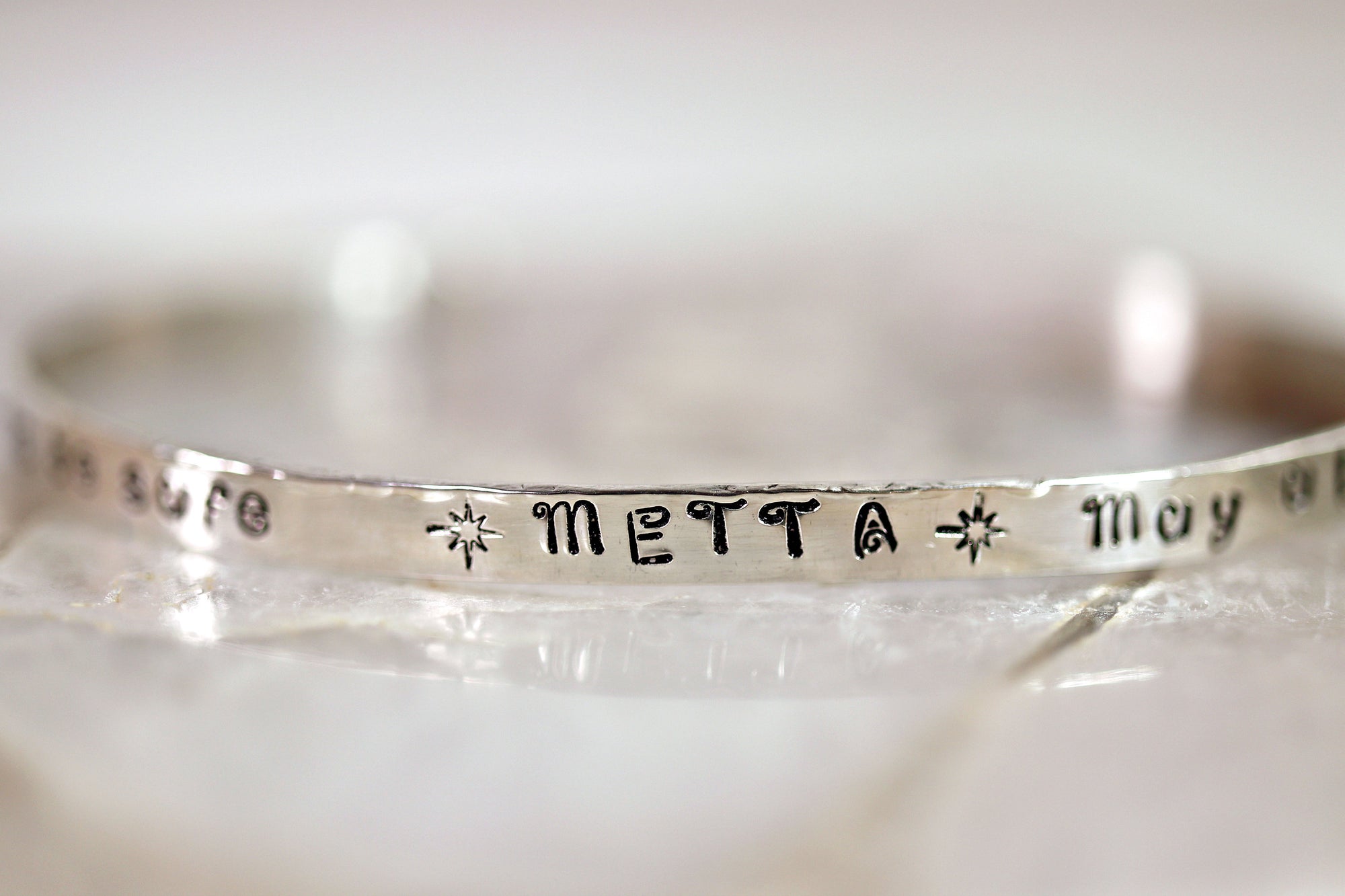 METTA Prayer Cuff Bracelet, Meaningful Jewelry