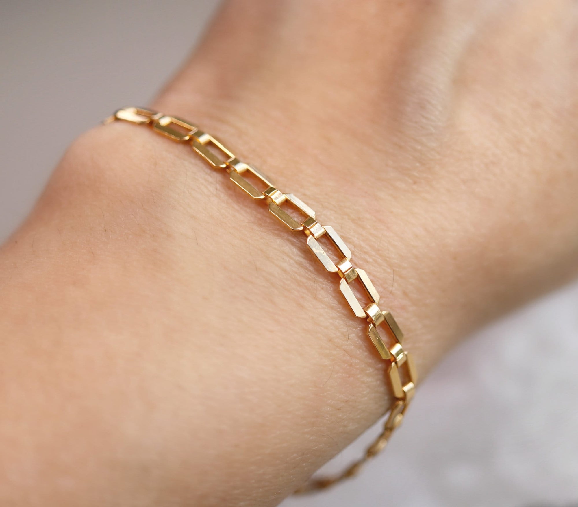 Gold Filled Chunky Rectangle Chain Bracelet