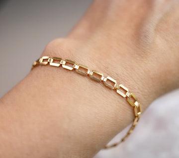 Gold Filled Chunky Rectangle Chain Bracelet
